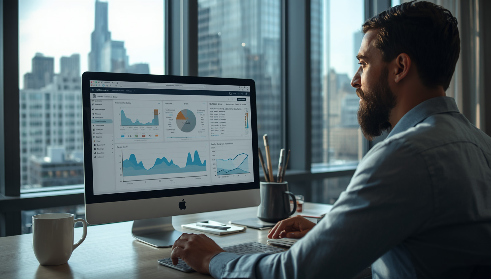 Website maintenance dashboard showing updates, security checks, and tasks for a Chicago small business site